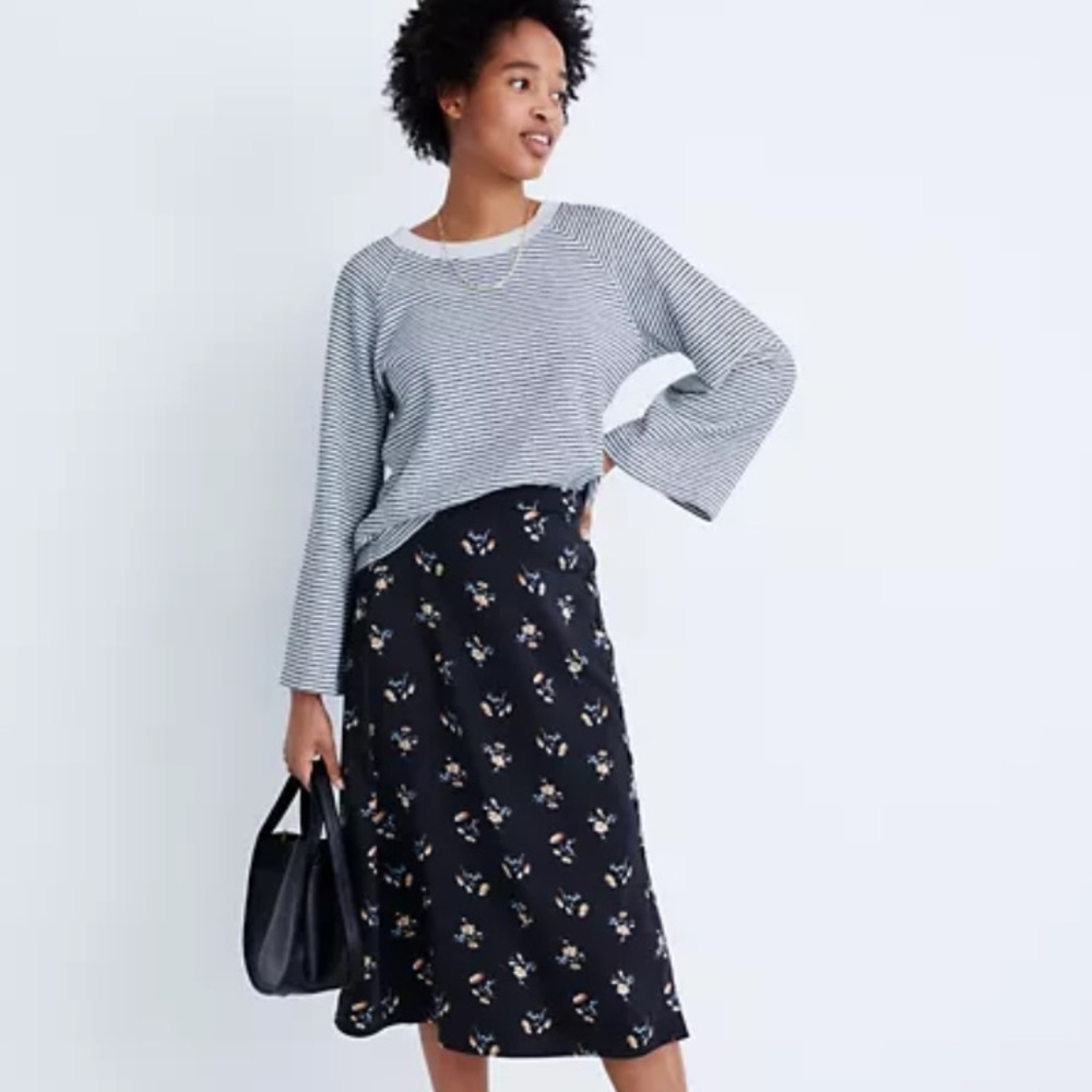 Madewell NEW Terry Raglan Sweatshirt Stripe Top
